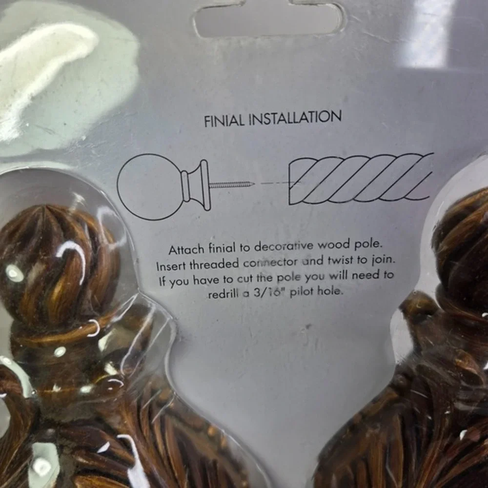 Signature Collection CROSCILL Pair Of Finials Decorative Wood For Rod End Cap Nw